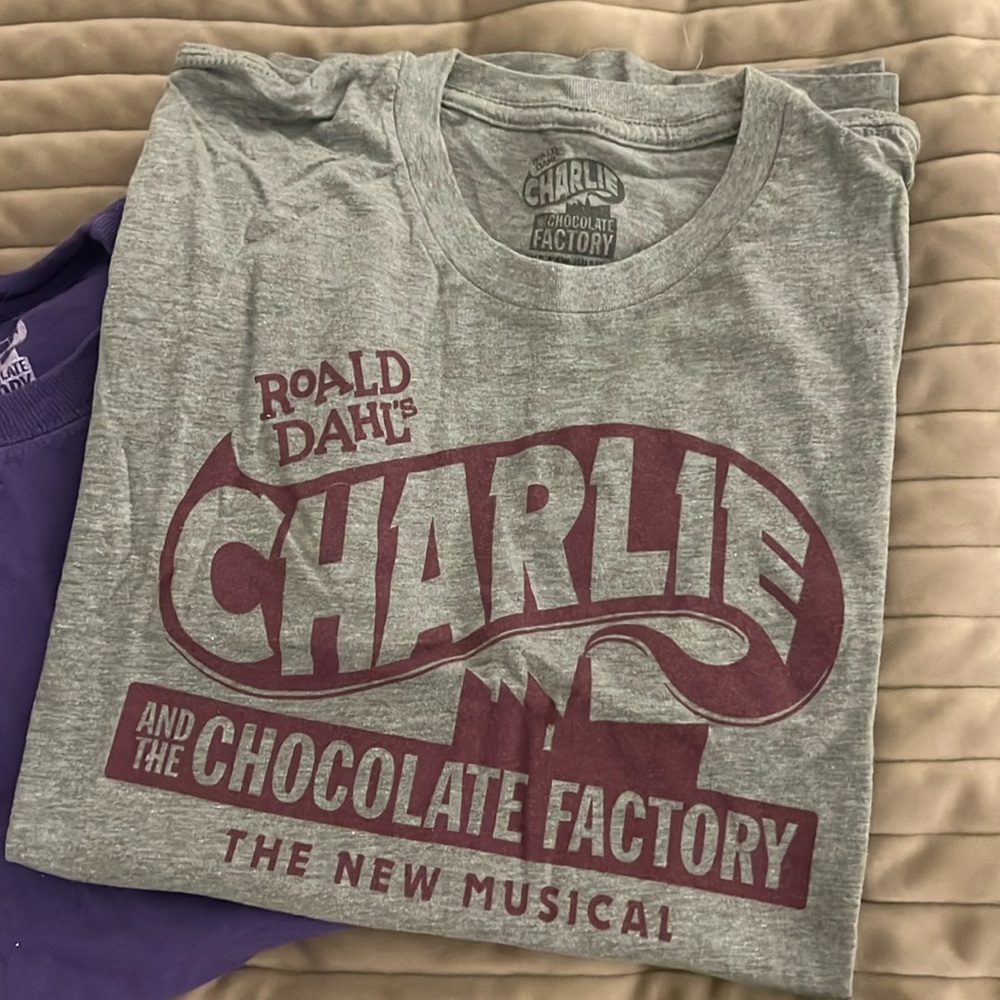 Charlie and the chocolate factory on Broadway Gray T-shirt adult small
